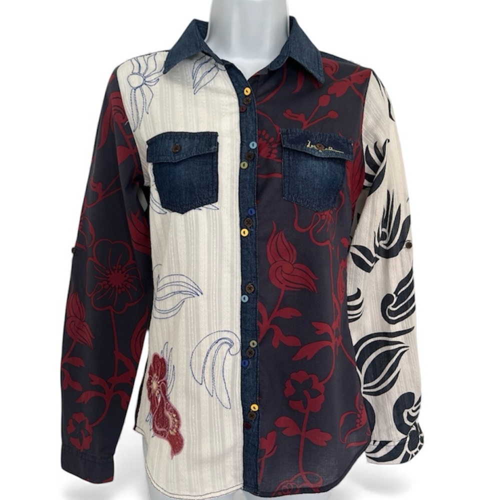 Desigual Long Sleeve Patchwork Blouse